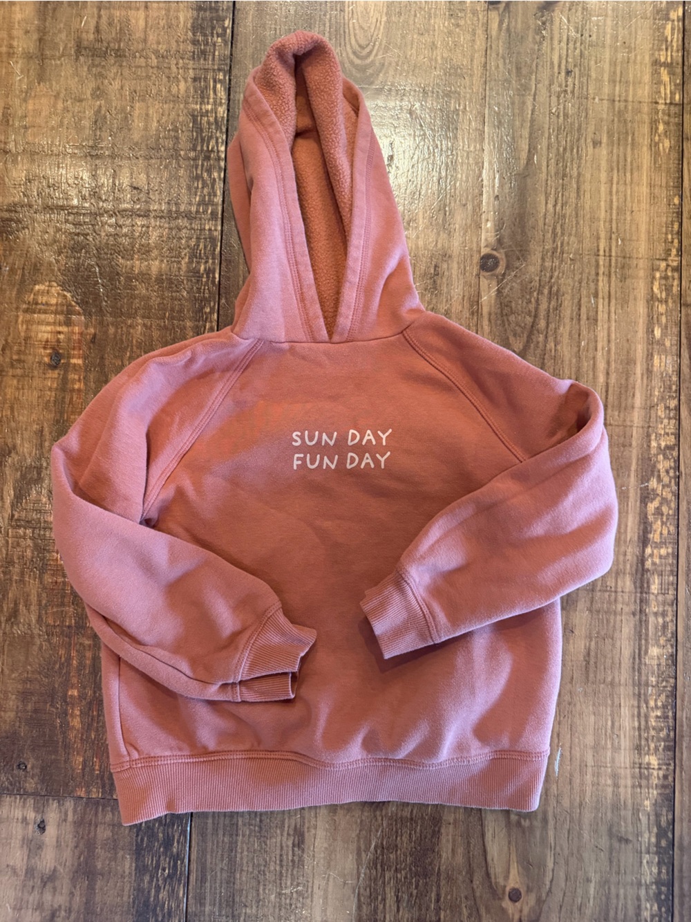 Kids Little Co. Burnt Orange Hoodie Sweatshirt with 'Sun Day Fun Day' Graphic